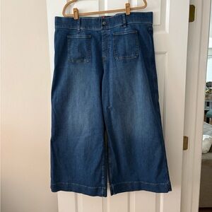 SPANX Blue Denim wide leg crops